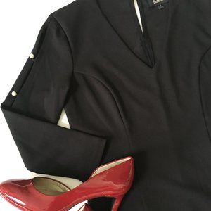 Black Long Sleeve Cocktail Dress w/Pearl B…